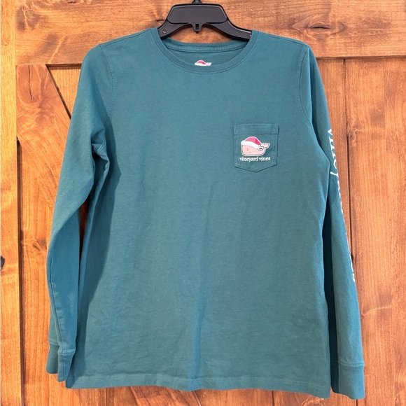 Vineyard‎ Vines Teal Long Sleeve Christmas Shirt Women’s size medium - Picture 1 of 4